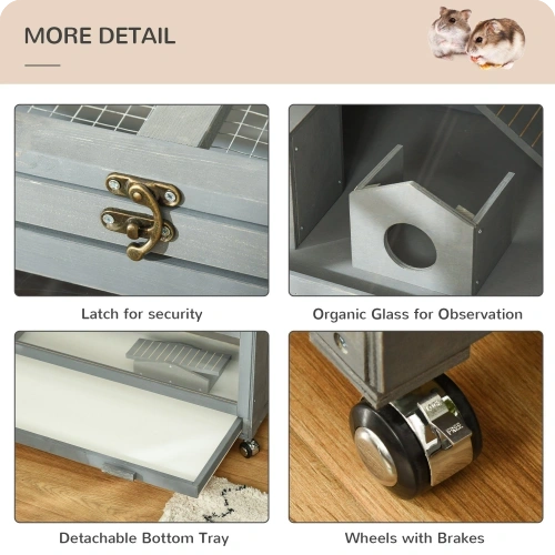 3-Storey Hamster Cage with Huts, Ladder & Rolling Base - Image 7