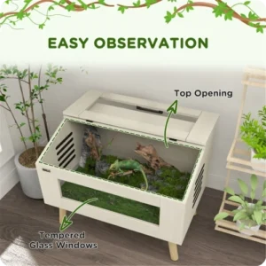 Wooden Reptile Terrarium with 10 Air Vents & Anti-Slip Pads